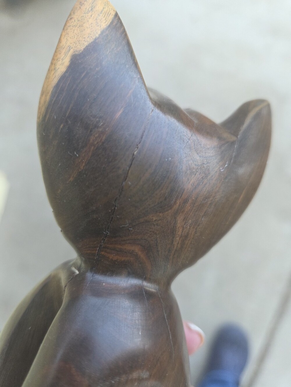 Wooden Carved Cat Figurine - Dark Brown - Picture 10 of 10